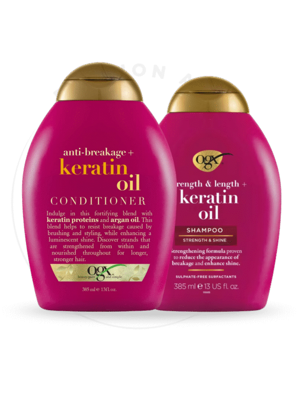 OGX STRENGTH & LENGTH + KERATIN OIL SHAMPOO + CONDITIONER 385ml