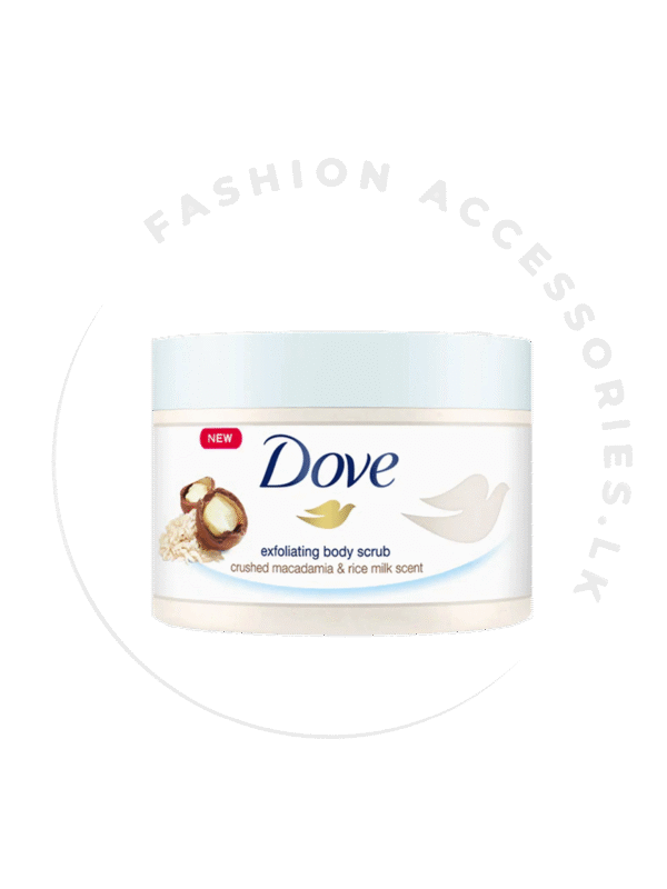 DOVE MACADAMIA & RICE MILK SCENT EXFOLIATING BODY SCRUB 225ml