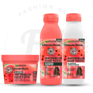 GARNIER ULTIMATE BLENDS WATERMELON HAIR FOOD SHAMPOO, CONDITIONER AND MASK (VALENTINE’S COMBO)