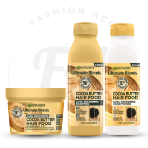 GARNIER ULTIMATE BLENDS COCOA BUTTER HAIR FOOD SHAMPOO,CONDITIONER AND MASK (VALENTINE’S COMBO)